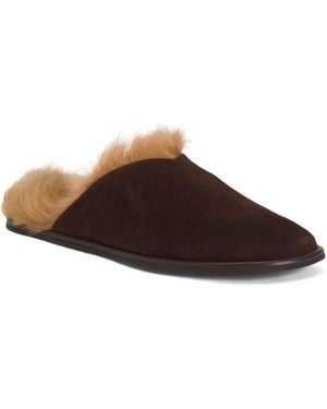 TJ Maxx Suede And Shearling Atik Mules For - Brown