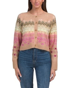 TJ Maxx Wool Blend Millie Fair Isle Cardigan, Spandex/Polyester/Acrylic - Blue