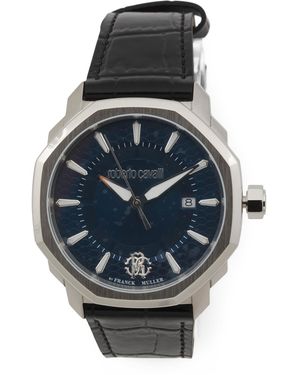 TJ Maxx Swiss Made Dial Leather Strap Watch - Black