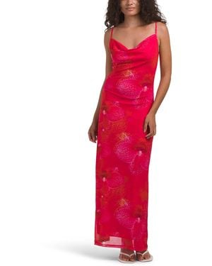 TJ Maxx Mesh Ibiza Orchid Maxi Slip Dress For Polyester - Red