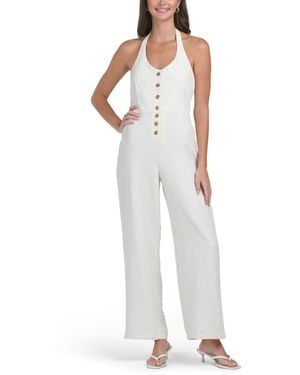 TJ Maxx Halter Button Down Jumpsuit For Polyester - White