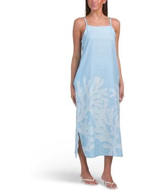 TJ Maxx Linen Blend Strappy Maxi Dress For Cotton/Linen - Blue