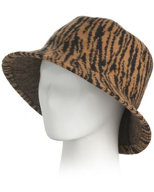 TJ Maxx Wool Blend Knit Pattern Bucket Hat For Polyester/Wool - Gray