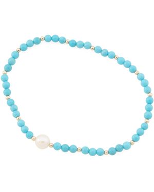TJ Maxx 14Kt Bead And Freshwater Pearl Bracelet - Blue