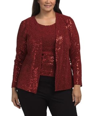 TJ Maxx Plus 2Pc Sequin Top And Jacket Twinset For Polyester - Red