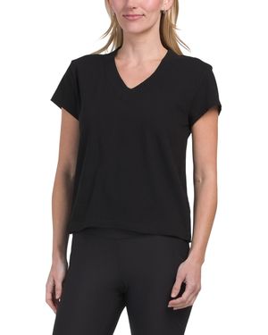 TJ Maxx Short Sleeve V-Neck Top For Cotton - Black