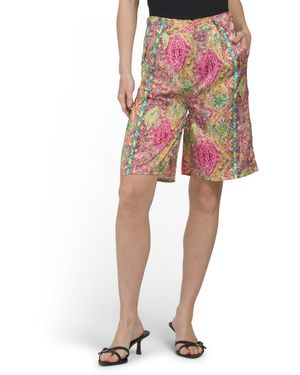TJ Maxx Paisley Floral Shorts For Polyester - Red