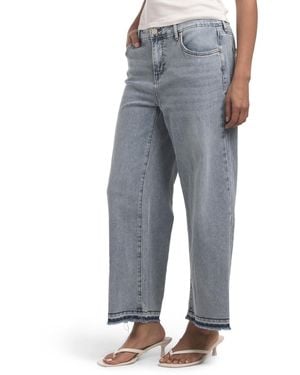 TJ Maxx Wide Leg Release Hem Featherweight Fabric Jeans For Spandex/Cotton/Polyester - Blue