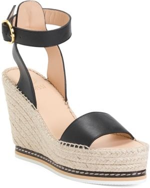 TJ Maxx Leather Espadrille Wedge Sandals For Leather - Metallic