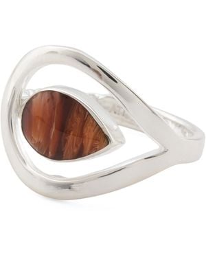 TJ Maxx Sterling Plated Agate Teardrop Ring - White