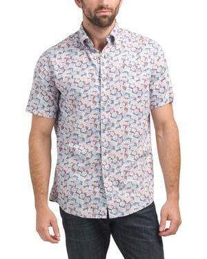 TJ Maxx Linen Short Sleeve Welcome Aboard Sport Shirt For Linen/Rayon - White