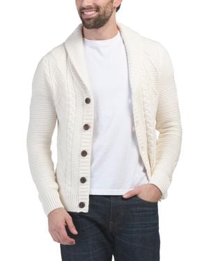 TJ Maxx Cardigan Sweater With Cable Knit Details For Nylon/Cotton/Wool - White