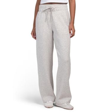 TJ Maxx Knit Wide Leg Pants With Exposed Elastic Waistband, Spandex/Modal/Polyester - Gray