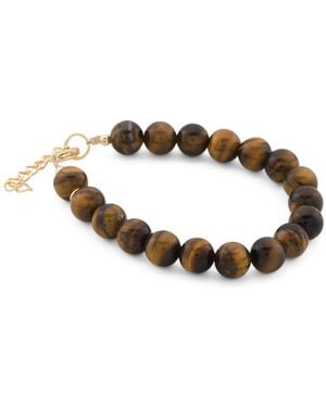 TJ Maxx Brass Tiger Eye Beaded Bracelet - Metallic