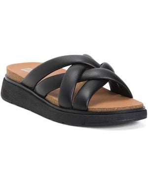 TJ Maxx Leather Gen Padded Strap Slide Sandals For - Black