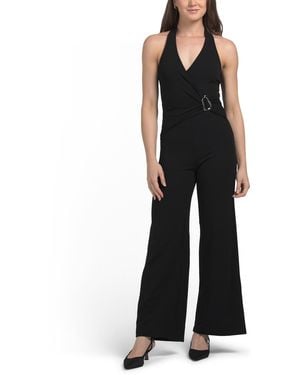 TJ Maxx Halter Neck Wrap Jumpsuit With Hardware For Spandex/Polyester - Black