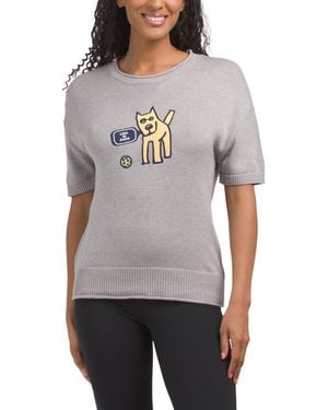 TJ Maxx Short Sleeve Pullover Sweater, Cotton/Acrylic - Gray