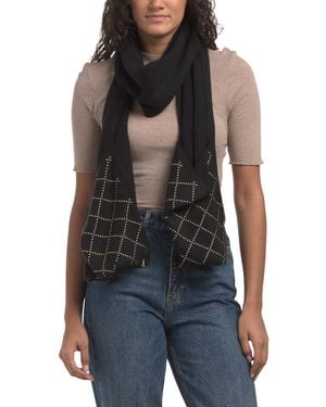 TJ Maxx 2Pc Scarf And Beanie Set, Acrylic/Diamond/Cashmere - Blue