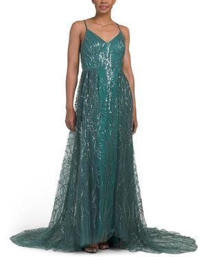 TJ Maxx Sequin And Bead Embellished Mesh Dress For Nylon/Spandex - Green