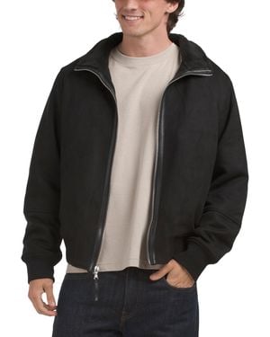 TJ Maxx Faux Suede Bomber Jacket For Polyester/Leather/Suede - Black