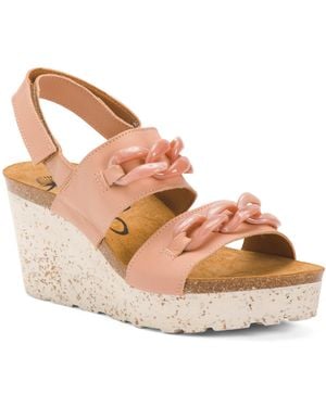 TJ Maxx Leather Fair Isle Wedge Sandals For - Pink