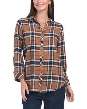 TJ Maxx Cotton Blend Plaid Button Down Shirt For Cotton/Rayon - Red