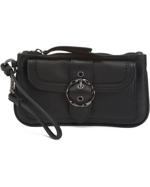 TJ Maxx Leather Front Buckle Wristlet - Black