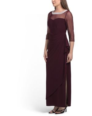 TJ Maxx Petite Matte Jersey Illusion Side Ruched Dress For Spandex/Polyester - Purple