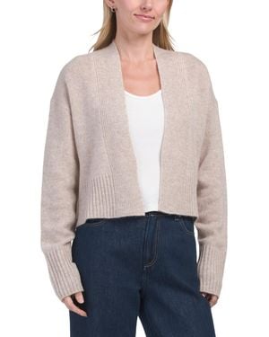TJ Maxx Cashmere Featherweight Marled Throw On Cardigan - White