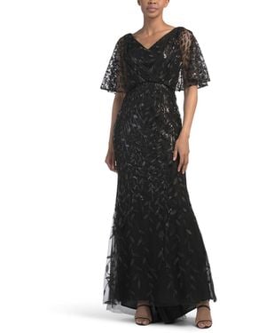 TJ Maxx Flutter Sleeve Gown For Polyester - Black