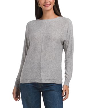 TJ Maxx Cashmere And Silk Blend Boat Neck Ottoman Ribbed Sweater, Wool/Viscose - Gray