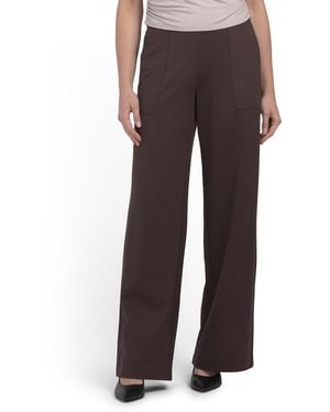 TJ Maxx Easy Wide Leg Ponte Pants For Nylon/Spandex/Rayon - Brown