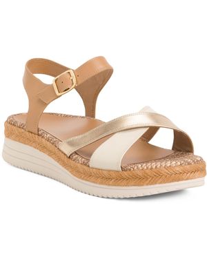 TJ Maxx Wide Leather Mar Comfort Sandals For Leather - Metallic