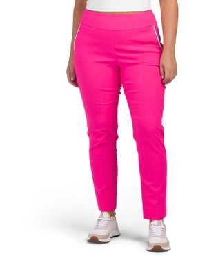 TJ Maxx Tummy Control Pants With Pockets And Contrast Piping For Nylon/Viscose - Pink