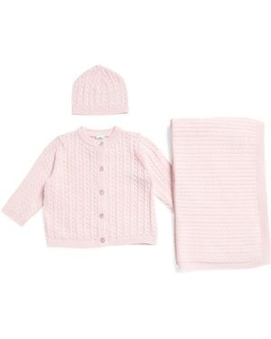 TJ Maxx Newborn Girls Sweater Boxed Set With Hat And Blanket, Cotton - Pink