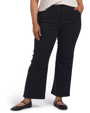 TJ Maxx Plus High Rise Ankle Flare Patch Pocket Pants For Spandex/Cotton - Blue