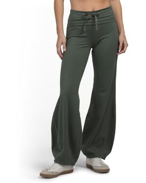 TJ Maxx Lux Jasmine Foldover Waist Harem Leg Pants With Drawstring, Spandex/Polyester - Gray