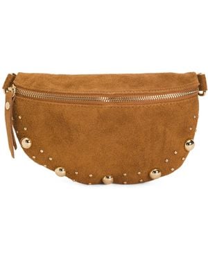 TJ Maxx Suede Almond Mix Tone Studded Pouch For /Suede - Brown