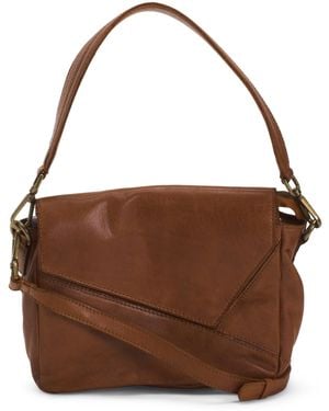 TJ Maxx Leather Asymmetrical Flap Shoulder Bag For Leather - Brown