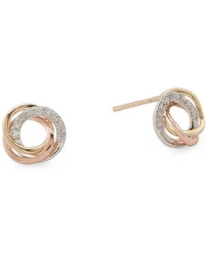 TJ Maxx 14Kt Tricolor Diamond Love Knot Earrings, Diamond - White