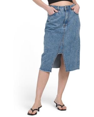TJ Maxx Denim Skirt With Front Slit For Cotton - Blue