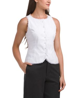 TJ Maxx Linen Blend Vest For Polyester/Linen/Viscose - White