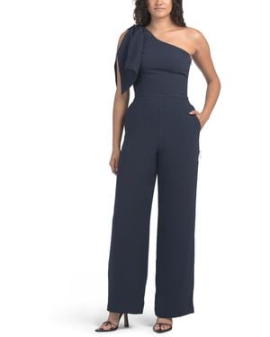 TJ Maxx Tiffany Bow Shoulder Jumpsuit For Spandex/Polyester - Blue