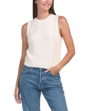 TJ Maxx Cropped Cable Tank Top, Cotton/Polyester - Blue