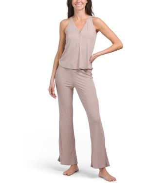 TJ Maxx 2Pc Ribbed Tank And Pants Lounge Set For Spandex/Polyester - Multicolor