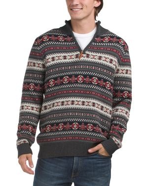TJ Maxx Nordic Fair Isle Quarter Zip Sweater For Cotton - Gray