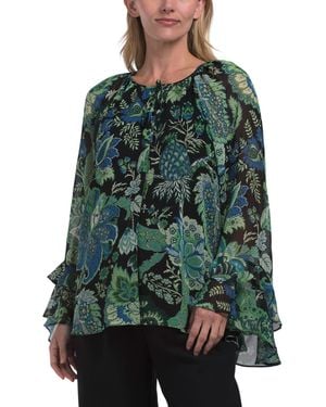 TJ Maxx Darby Printed Chiffon Blouse For Polyester - Green