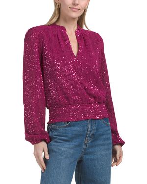 TJ Maxx Sequin Blouse For Polyester - Red