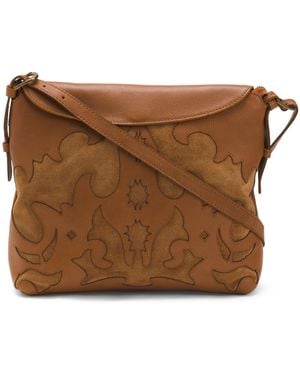 TJ Maxx Leather With Suede Trim Crossbody For Leather/Suede - Brown