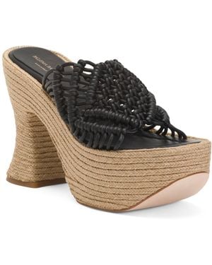 TJ Maxx Leather One Band Espadrille Wedge Sandals For - Black